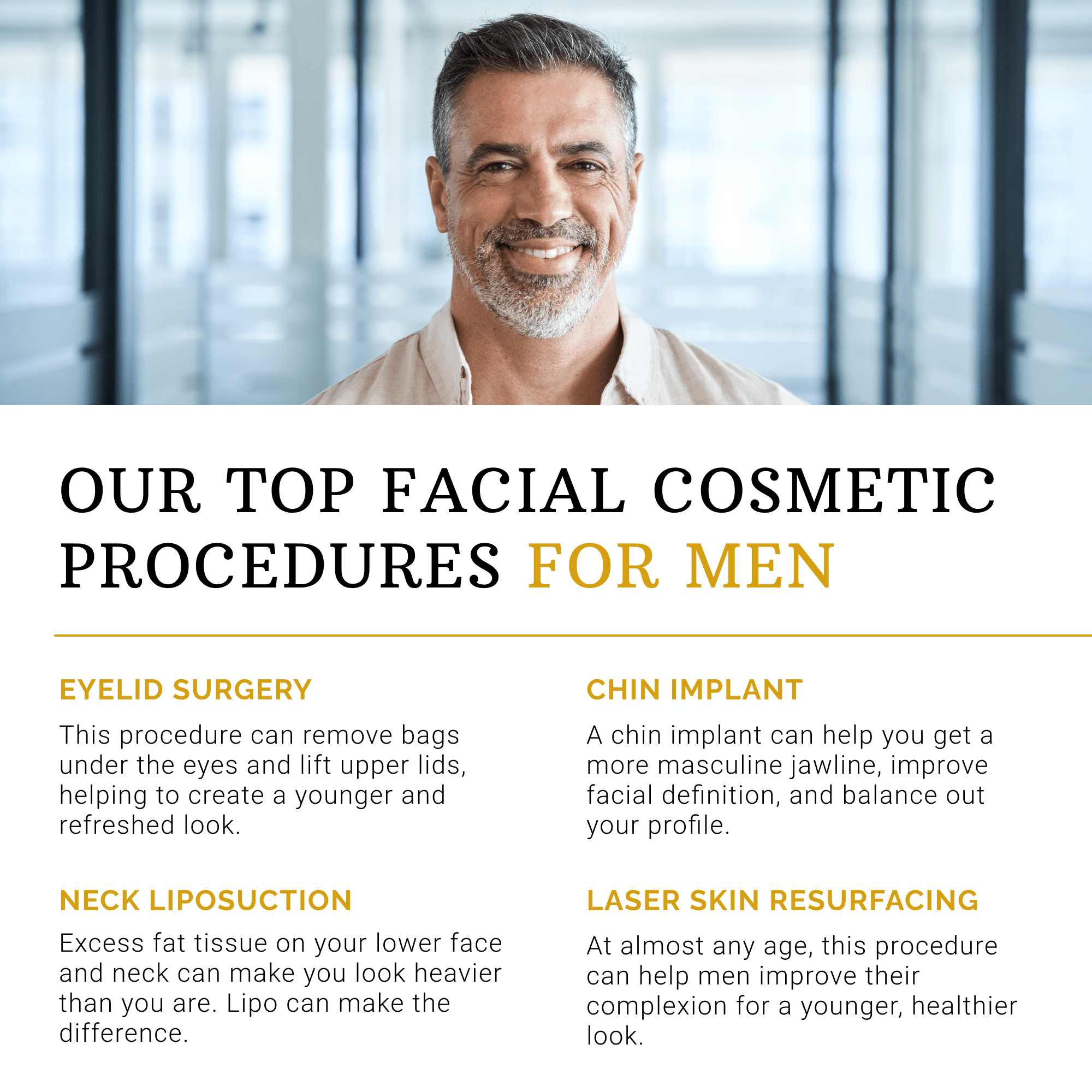 Our Top Facial Cosmetic Procedures for Men